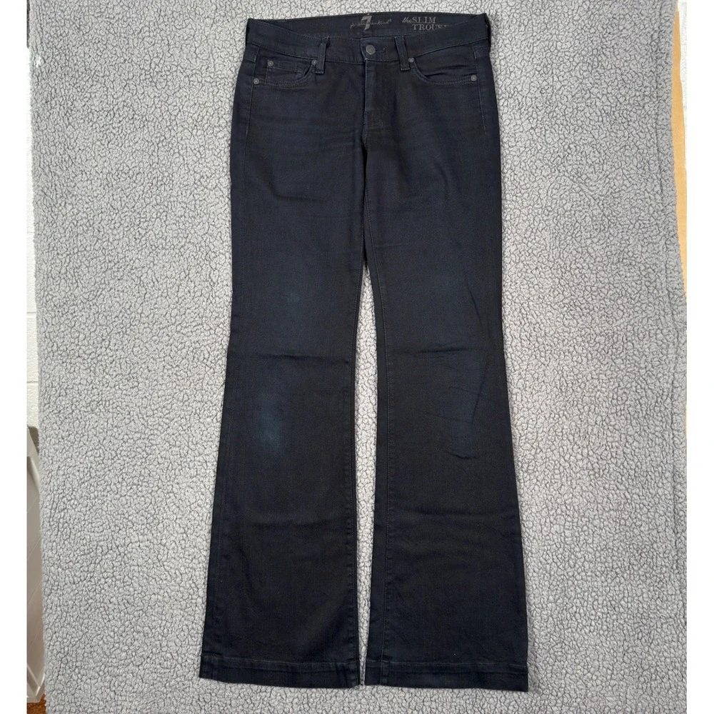 7 For All Mankind Jeans Womens Size 27 The Slim Trouser Black Flare Leg Pants